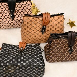 Women's Patterned Satchel Bag - Tan